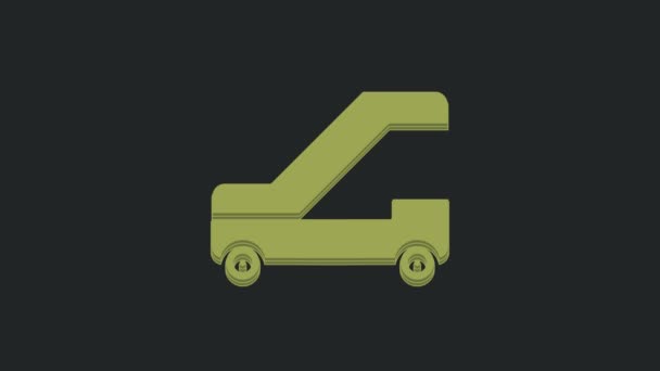 Green Passenger Ladder Plane Boarding Icon Isolated Black Background Airport — Stock Video