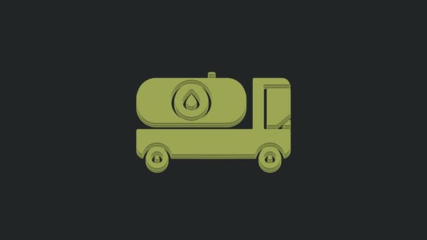 Green Fuel Tanker Truck Icon Isolated Black Background Gasoline Tanker — Stock Video