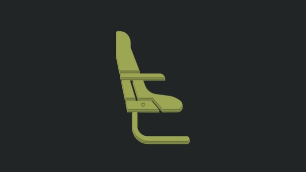 Zielona Ikona Siedzenia Samolotu Izolowana Czarnym Tle Animacja Graficzna Ruchu — Wideo stockowe
