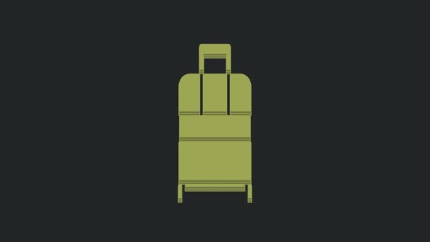 Zielona Walizka Ikonę Podróży Izolowana Czarnym Tle Podróżujący Znak Bagażu — Wideo stockowe