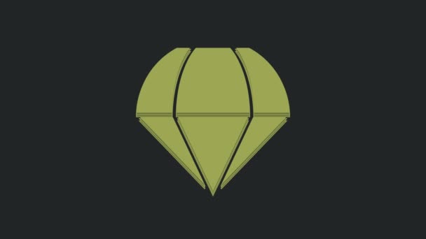 Ікона Зеленого Парашута Ізольована Чорному Тлі Відеографічна Анімація — стокове відео