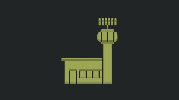 Green Airport Control Tower Ikona Izolované Černém Pozadí Grafická Animace — Stock video