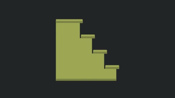 Green Staircase Symbol Isoliert Auf Schwarzem Hintergrund Video Motion Grafik — Stockvideo