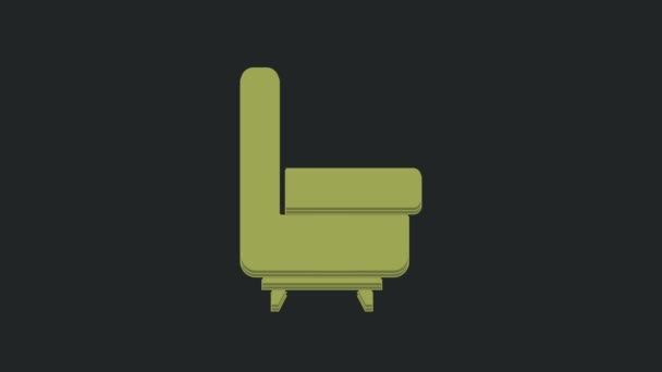 Зеленый Кресло Значок Изолирован Черном Фоне Видеографическая Анимация — стоковое видео