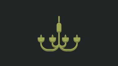 Yeşil Avize simgesi siyah arkaplanda izole edildi. 4K Video hareketli grafik canlandırması.