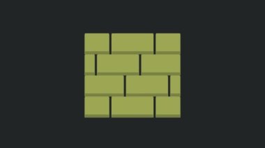 Yeşil tuğla simgesi siyah arkaplanda izole edildi. 4K Video hareketli grafik canlandırması.