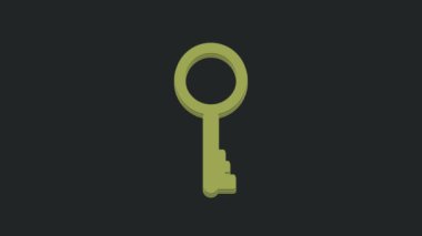 Siyah arkaplanda yeşil eski anahtar simgesi izole edildi. 4K Video hareketli grafik canlandırması.