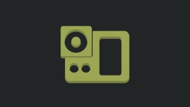 Siyah arkaplanda yeşil fotoğraf makinesi simgesi izole edildi. Fotoğraf makinesi simgesi. 4K Video hareketli grafik canlandırması.