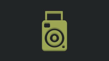 Siyah arkaplanda yeşil fotoğraf makinesi simgesi izole edildi. Fotoğraf makinesi simgesi. 4K Video hareketli grafik canlandırması.
