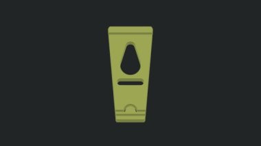 Siyah arkaplanda yeşil kayganlaştırıcı simgesi var. Yağlama jeli. Erotik seks oyunları için krem. Paketli tüp. 4K Video hareketli grafik canlandırması.