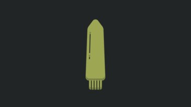 Green Dildo vibrator for sex games icon isolated on black background. Sex toy for adult. Vaginal exercise machines for intimate. 4K Video motion graphic animation.