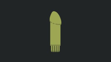 Green Dildo vibrator for sex games icon isolated on black background. Sex toy for adult. Vaginal exercise machines for intimate. 4K Video motion graphic animation.