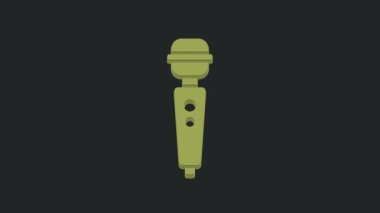 Green Dildo vibrator for sex games icon isolated on black background. Sex toy for adult. Vaginal exercise machines for intimate. 4K Video motion graphic animation.