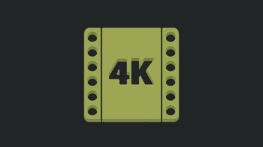 Yeşil 4k film, bant, çerçeve simgesi siyah arkaplanda izole edilmiş. 4K Video hareketli grafik canlandırması.