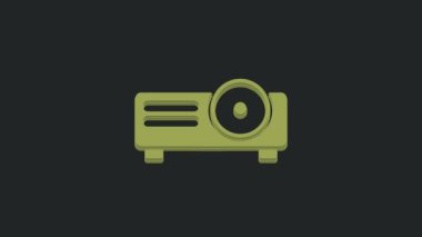 Yeşil Sunum, Film, Film, Medya Projektör simgesi siyah arkaplanda izole edildi. 4K Video hareketli grafik canlandırması.