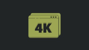 Siyah arkaplanda 4k Ultra HD video teknolojisi ikonu bulunan Green Online oynatma videosu. Oyun işaretli film şeridi. 4K Video hareketli grafik canlandırması.