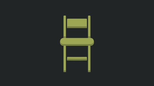 Ikona Zielonego Krzesła Izolowana Czarnym Tle Animacja Graficzna Ruchu Wideo — Wideo stockowe
