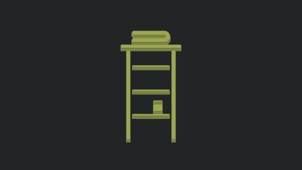 Green Bathroom Rack Shelves Towels Icon Isolated Black Background Furniture — Stock Video