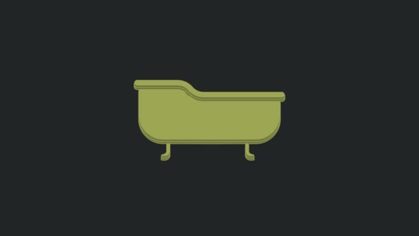 黒の背景に隔離された緑の浴槽のアイコン 4Kビデオモーショングラフィックアニメーション — ストック動画