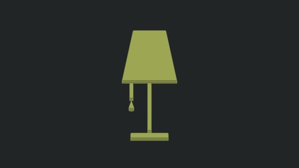 Zielona Ikona Lampy Stołowej Izolowana Czarnym Tle Animacja Graficzna Ruchu — Wideo stockowe