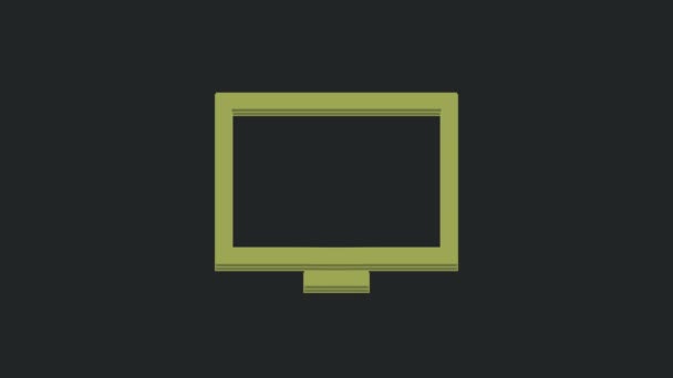Cuadro Verde Marco Icono Mesa Aislado Sobre Fondo Negro Animación — Vídeos de Stock