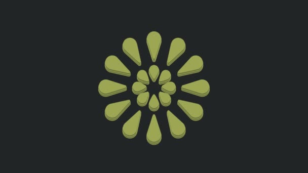 绿色烟火图标隔离在黑色背景 有趣派对的概念 爆炸物烟火符号 4K视频运动图形动画 — 图库视频影像