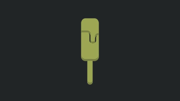 Значок Зеленого Морозива Ізольовано Чорному Тлі Солодкий Символ Відео Рух — стокове відео