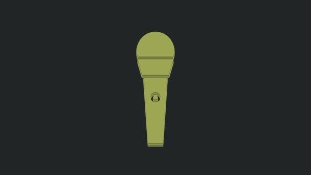 Icône Karaoké Vert Isolé Sur Fond Noir Microphone Moniteur Animation — Video