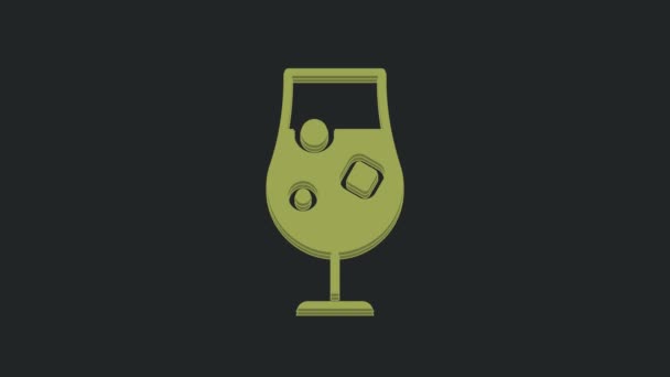 Icono Cóctel Verde Bebida Alcohólica Aislado Sobre Fondo Negro Animación — Vídeo de stock