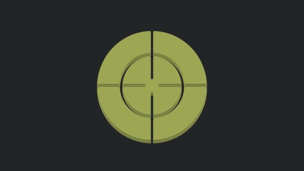 绿色目标运动图标孤立在黑色背景 有射击场或射击场编号的干净目标 4K视频运动图形动画 — 图库视频影像