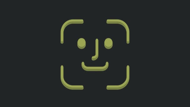 Green Face Herkenningspictogram Geïsoleerd Zwarte Achtergrond Gezicht Identificatie Scanner Icoon — Stockvideo