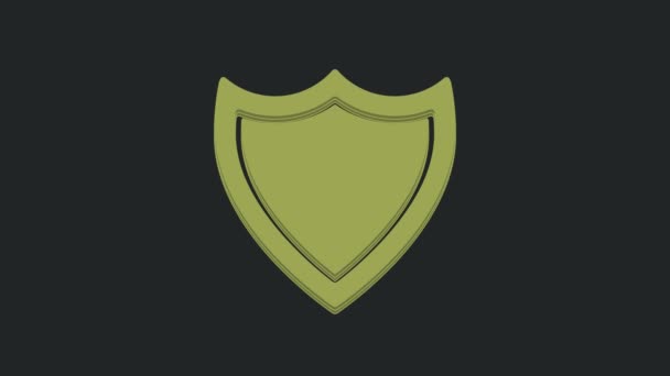 Green Shield Icon Isolated Black Background Guard Sign Security Safety — Stock Video