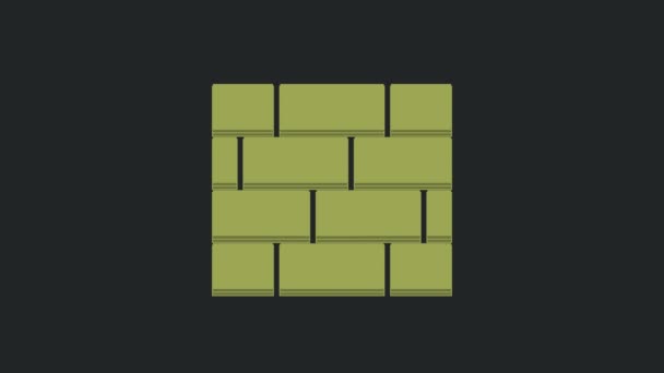 绿色砖头图标孤立在黑色背景 4K视频运动图形动画 — 图库视频影像