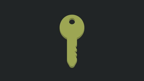 Green Key Symbol Isoliert Auf Schwarzem Hintergrund Video Motion Grafik — Stockvideo