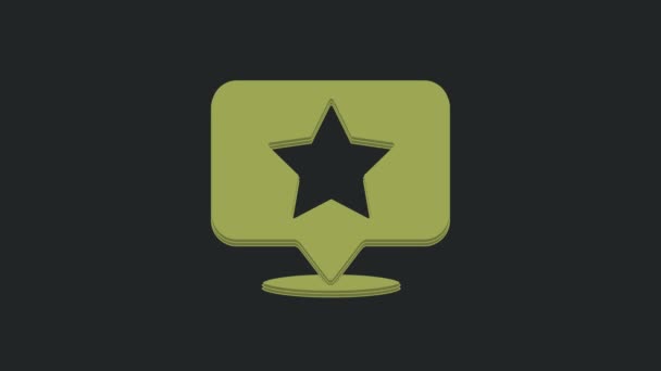Puntero Mapa Verde Con Icono Estrella Aislado Sobre Fondo Negro — Vídeo de stock