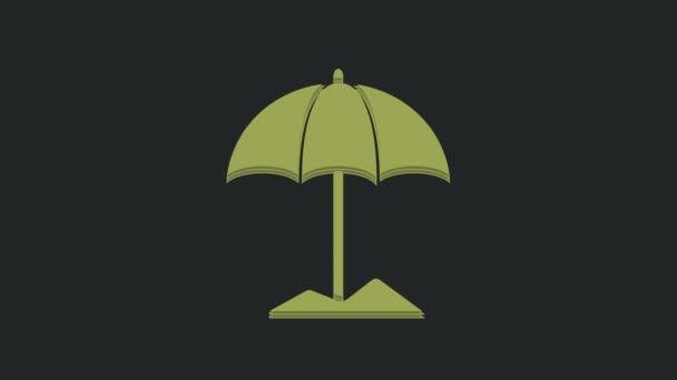 Grüner Sonnenschirm Für Strandsymbol Isoliert Auf Schwarzem Hintergrund Großer Sonnenschirm — Stockvideo