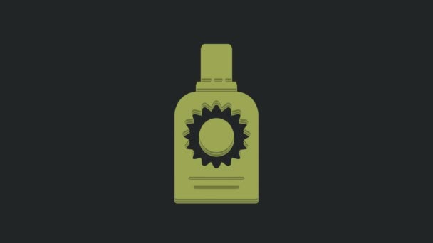 Green Sunscreen Spray Bottle Icon Isolated Black Background Protection Skin — Stock Video