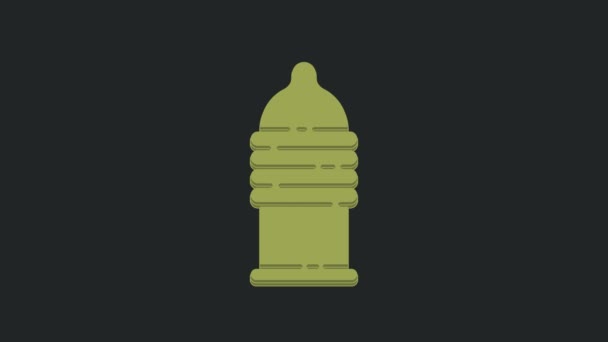 Zelený Kondom Bezpečné Sexuální Ikona Izolované Černém Pozadí Bezpečný Symbol — Stock video