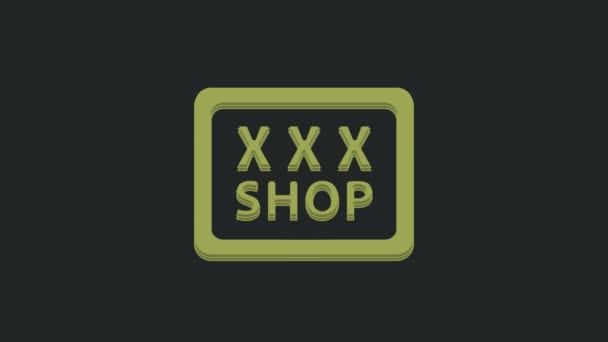 Zielona Ikona Sex Shopu Izolowana Czarnym Tle Seks Sklep Sex — Wideo stockowe