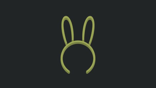 Green Mask Long Bunny Ears Icon Isolated Black Background Fetish — Stock Video