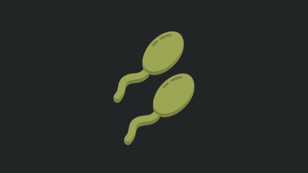 黒の背景に隔離された緑の精子アイコン 4Kビデオモーショングラフィックアニメーション — ストック動画