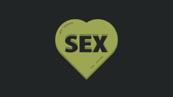 Siyah Arka Planda Izole Edilmiş Seks Ikonu Içeren Yeşil Kalp — Stok video