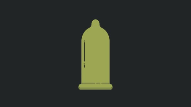 Preservativo Verde Sicuro Sesso Icona Isolato Sfondo Nero Simbolo Dell — Video Stock
