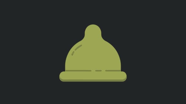 Zielona Prezerwatywa Bezpieczna Ikona Seksu Izolowana Czarnym Tle Symbol Bezpiecznej — Wideo stockowe