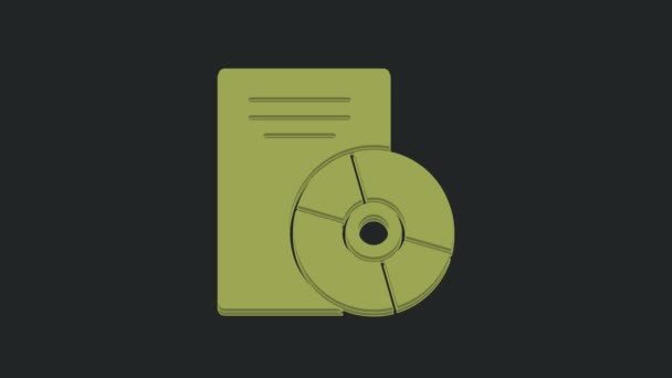 Zielona Ikona Lub Dvd Czarnym Tle Znak Płyty Kompaktowej Animacja — Wideo stockowe