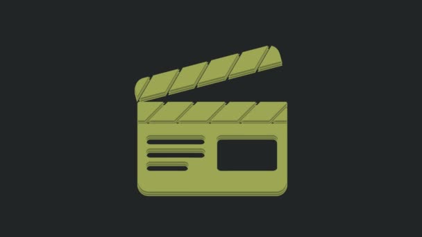 Green Movie Clapper Icon Isolated Black Background Film Clapper Board — Stock Video