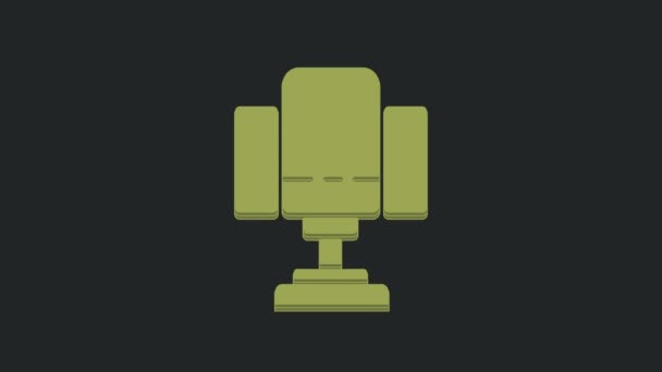 Green Director Movie Chair Icon Isolated Black Background Film Industry — Stock Video