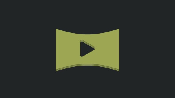 Green Online Přehrát Video Ikonu Izolované Černém Pozadí Filmový Proužek — Stock video