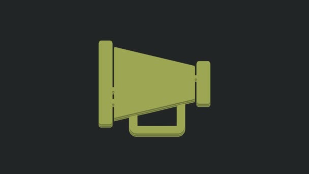 Zielona Ikona Megafon Izolowany Czarnym Tle Znak Mówcy Animacja Graficzna — Wideo stockowe