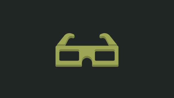Green Cinema Glasses Icon Isolated Black Background Video Motion Graphic — Stock Video